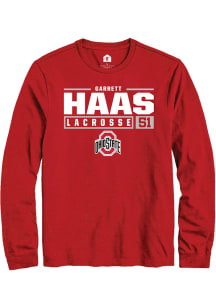 Garrett Haas  Ohio State Buckeyes Red Rally NIL Stacked Box Long Sleeve T Shirt