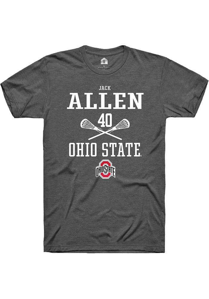 Jack Allen  Ohio State Buckeyes Dark Grey Rally NIL Sport Icon Short Sleeve T Shirt