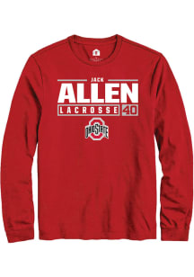 Jack Allen  Ohio State Buckeyes Red Rally NIL Stacked Box Long Sleeve T Shirt