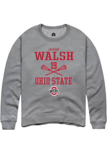 Jackson Walsh  Rally Ohio State Buckeyes Mens Grey NIL Sport Icon Long Sleeve Crew Sweatshirt