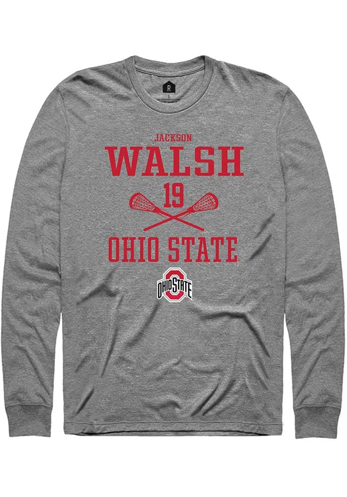 Jackson Walsh  Ohio State Buckeyes Graphite Rally NIL Sport Icon Long Sleeve T Shirt