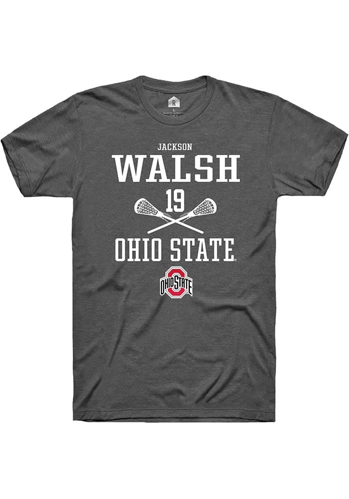 Jackson Walsh  Ohio State Buckeyes Dark Grey Rally NIL Sport Icon Short Sleeve T Shirt