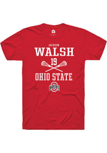 Jackson Walsh  Ohio State Buckeyes Red Rally NIL Sport Icon Short Sleeve T Shirt
