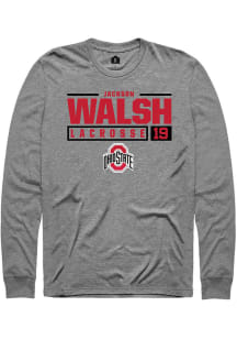 Jackson Walsh  Ohio State Buckeyes Grey Rally NIL Stacked Box Long Sleeve T Shirt