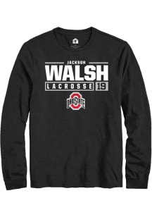 Jackson Walsh  Ohio State Buckeyes Black Rally NIL Stacked Box Long Sleeve T Shirt