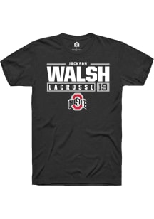 Jackson Walsh  Ohio State Buckeyes Black Rally NIL Stacked Box Short Sleeve T Shirt