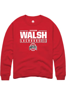 Jackson Walsh  Rally Ohio State Buckeyes Mens Red NIL Stacked Box Long Sleeve Crew Sweatshirt