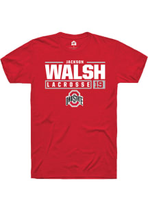 Jackson Walsh  Ohio State Buckeyes Red Rally NIL Stacked Box Short Sleeve T Shirt