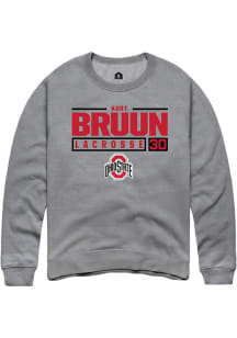 Kurt Bruun  Rally Ohio State Buckeyes Mens Grey NIL Stacked Box Long Sleeve Crew Sweatshirt