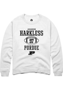 Jamarrion Harkless Rally Mens White Purdue Boilermakers NIL Sport Icon Crew Sweatshirt