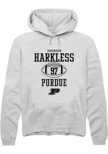 Jamarrion Harkless Rally Mens White Purdue Boilermakers NIL Sport Icon Hooded Sweatshirt