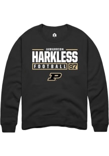 Jamarrion Harkless Rally Mens Black Purdue Boilermakers NIL Stacked Box Crew Sweatshirt