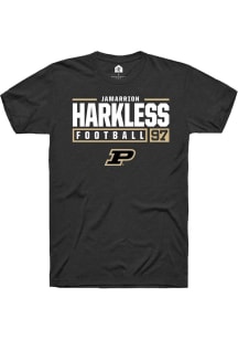 Jamarrion Harkless Black Purdue Boilermakers NIL Stacked Box Short Sleeve T Shirt