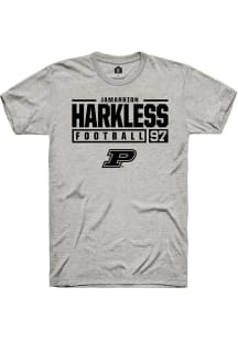 Jamarrion Harkless Ash Purdue Boilermakers NIL Stacked Box Short Sleeve T Shirt