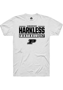 Jamarrion Harkless White Purdue Boilermakers NIL Stacked Box Short Sleeve T Shirt
