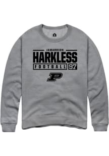 Jamarrion Harkless Rally Mens Graphite Purdue Boilermakers NIL Stacked Box Crew Sweatshirt