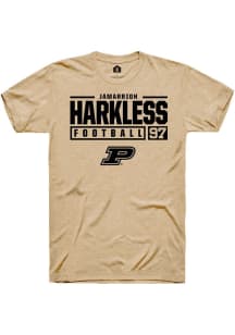 Jamarrion Harkless Gold Purdue Boilermakers NIL Stacked Box Short Sleeve T Shirt