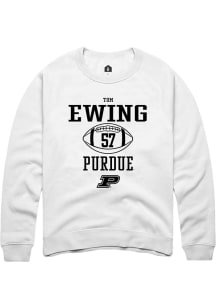 Tom Ewing Rally Mens White Purdue Boilermakers NIL Sport Icon Crew Sweatshirt
