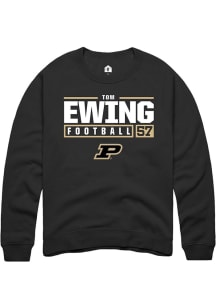 Tom Ewing Rally Mens Black Purdue Boilermakers NIL Stacked Box Crew Sweatshirt