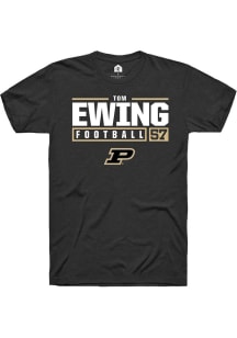 Tom Ewing Black Purdue Boilermakers NIL Stacked Box Short Sleeve T Shirt