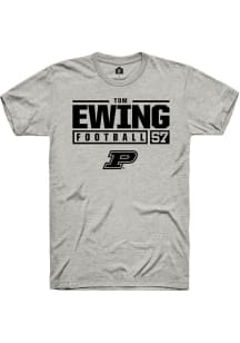 Tom Ewing Ash Purdue Boilermakers NIL Stacked Box Short Sleeve T Shirt