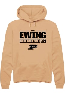 Tom Ewing Rally Mens Gold Purdue Boilermakers NIL Stacked Box Hooded Sweatshirt