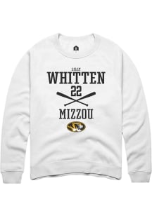 Lilly Whitten  Rally Missouri Tigers Mens White NIL Sport Icon Long Sleeve Crew Sweatshirt