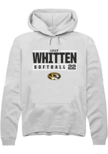 Lilly Whitten  Rally Missouri Tigers Mens White NIL Stacked Box Long Sleeve Hoodie
