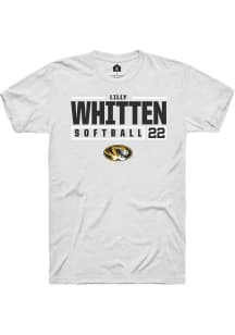 Lilly Whitten  Missouri Tigers White Rally NIL Stacked Box Short Sleeve T Shirt