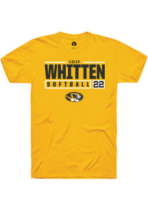 Lilly Whitten  Missouri Tigers Gold Rally NIL Stacked Box Short Sleeve T Shirt