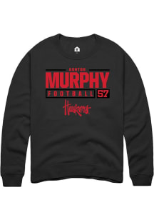 Ashton Murphy Rally Mens Black Nebraska Cornhuskers NIL Stacked Box Crew Sweatshirt