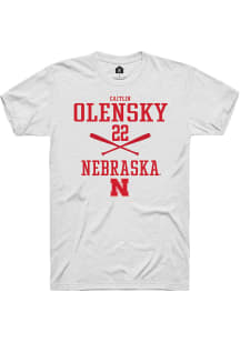Caitlin Olensky  Nebraska Cornhuskers White Rally NIL Sport Icon Short Sleeve T Shirt