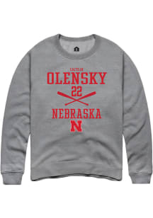 Caitlin Olensky  Rally Nebraska Cornhuskers Mens Grey NIL Sport Icon Long Sleeve Crew Sweatshirt
