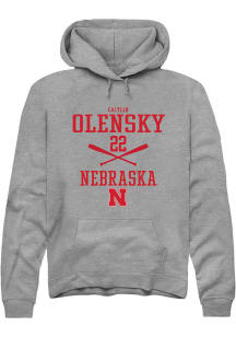 Caitlin Olensky  Rally Nebraska Cornhuskers Mens Grey NIL Sport Icon Long Sleeve Hoodie