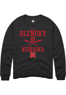 Caitlin Olensky  Rally Nebraska Cornhuskers Mens Black NIL Sport Icon Long Sleeve Crew Sweatshir..