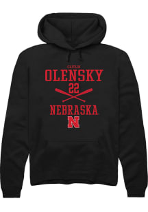 Caitlin Olensky  Rally Nebraska Cornhuskers Mens Black NIL Sport Icon Long Sleeve Hoodie