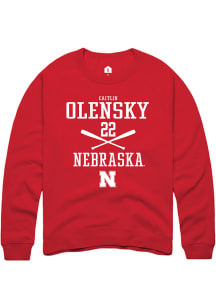 Caitlin Olensky  Rally Nebraska Cornhuskers Mens Red NIL Sport Icon Long Sleeve Crew Sweatshirt