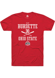 Clay Burdette  Ohio State Buckeyes Red Rally NIL Sport Icon Short Sleeve T Shirt