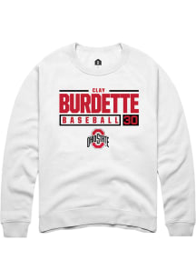 Clay Burdette  Rally Ohio State Buckeyes Mens White NIL Stacked Box Long Sleeve Crew Sweatshirt