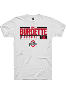 Clay Burdette  Ohio State Buckeyes White Rally NIL Stacked Box Short Sleeve T Shirt