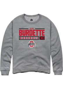 Clay Burdette  Rally Ohio State Buckeyes Mens Grey NIL Stacked Box Long Sleeve Crew Sweatshirt