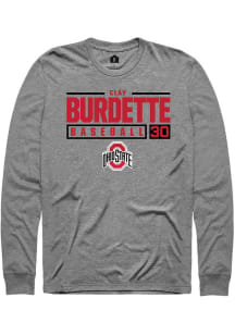 Clay Burdette  Ohio State Buckeyes Grey Rally NIL Stacked Box Long Sleeve T Shirt
