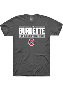 Clay Burdette  Ohio State Buckeyes Grey Rally NIL Stacked Box Short Sleeve T Shirt