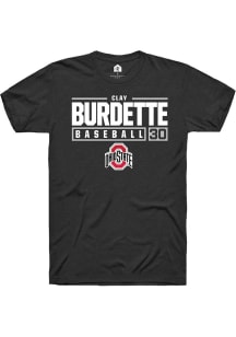 Clay Burdette  Ohio State Buckeyes Black Rally NIL Stacked Box Short Sleeve T Shirt