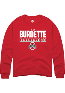 Clay Burdette  Rally Ohio State Buckeyes Mens Red NIL Stacked Box Long Sleeve Crew Sweatshirt