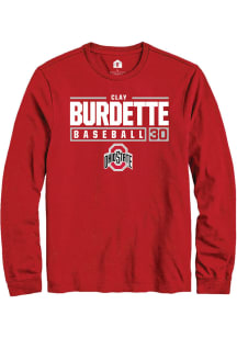 Clay Burdette  Ohio State Buckeyes Red Rally NIL Stacked Box Long Sleeve T Shirt
