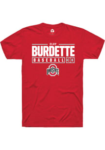 Clay Burdette  Ohio State Buckeyes Red Rally NIL Stacked Box Short Sleeve T Shirt