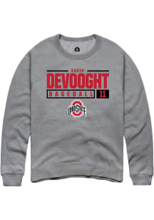 Gavin DeVooght  Rally Ohio State Buckeyes Mens Grey NIL Stacked Box Long Sleeve Crew Sweatshirt