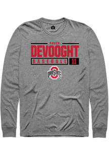 Gavin DeVooght  Ohio State Buckeyes Grey Rally NIL Stacked Box Long Sleeve T Shirt