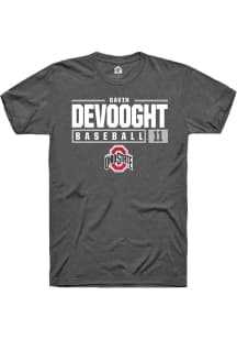Gavin DeVooght  Ohio State Buckeyes Grey Rally NIL Stacked Box Short Sleeve T Shirt